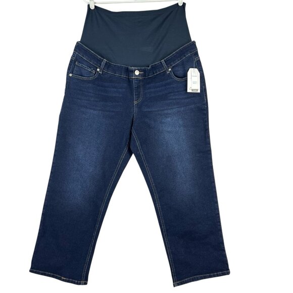Time and Tru Women's Maternity Stretch Blue Denim Jeans Sz XXL (20) Straight NWT - Picture 1 of 11